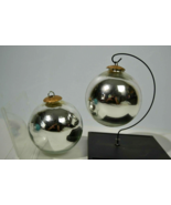 Christmas Ornaments Glass Silver 4 Inch Heavy Thick Kugel Style 2 balls ... - $25.66 CAD