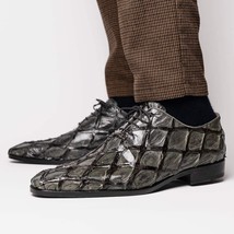 Olivieri Genuine Pirarucu Exotic Lace-Up Oxford Gray image 6