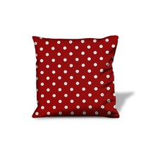 20&quot; X 20&quot; Red And White Zippered 100% Cotton Polka Dots Throw Pillow Cover - £60.80 GBP
