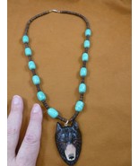 j-wolf-13 hand painted black Wolf head aceh bovine bone carving pendant ... - $52.90 CAD