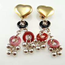 1980s Natural Untreated Gems Tassel Drop Clip On Earrings! WOW! Italian ... - $6,221.17 MXN