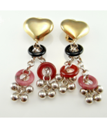 1980s Natural Untreated Gems Tassel Drop Clip On Earrings! WOW! Italian ... - $6,221.17 MXN