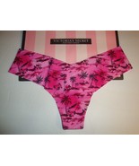 NEW VICTORIA&#39;S SECRET &quot;PINK&quot; NO SHOW THONG PINK TROPICAL BEACH SZ S - $12.86