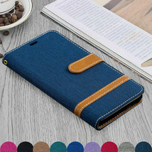 iPhone 12 Mini 12 Pro Max XR 6S 7 8 Plus canvas Leather FLIP MAGNETIC case cover - £42.09 GBP