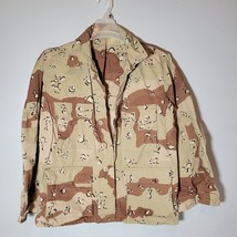 Military Mens Shirt Medium Long Sleeve Button Down Short Brown Tan Camou... - £11.03 GBP