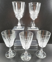 (5) Cristal D&#39;Arques Pompadour Water Goblets Set Vintage Clear Etched Fr... - $49.37