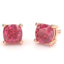 Pink Tourmaline 6mm Cushion Stud Earrings in 10k Rose Gold - £277.42 GBP