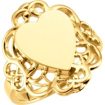 Authenticity Guarantee 
14K Yellow Gold Heart Signet Ring - £631.88 GBP+