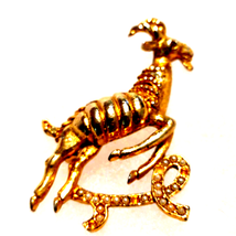 Vintage golden ram with pearls and rhinestones - $35.64