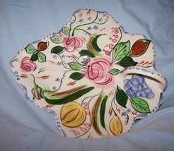 Vintage Blue Ridge-Southern Pottery Painted Floral Maple Leaf Cake Tray - £25.50 GBP