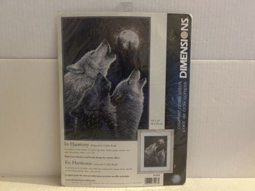 Dimensions 35203 In Harmony 10"x14" Counted Cross Stitch (Wolves-Full Moon) Kit - £10.63 GBP