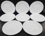 8 Corelle Enhancements Luncheon Plates Set Corning White Swirl Table Dis... - £96.89 GBP