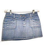 Blue Jean Denim Micro Mini Skirt w/Rhinestone Studs Boom Boom Jeans Sz M - £17.93 GBP