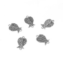 5 Angel Wing Connectors Charms Pendants Antiqued Silver Links 2 Holes - $5.45