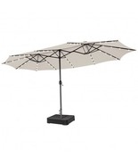 15 Feet Double-Sided Patio Umbrella with 48 LED Lights-Beige - Color: Be... - €185,93 EUR