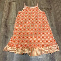 Hanna Andersson Girls Orange Sleeveless Cotton Ruffled Dress Size 5/110CM - £14.16 GBP