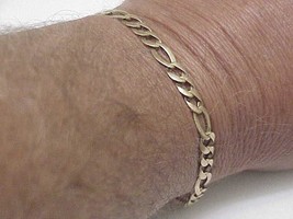Solid 14k Yellow Gold Figaro Link Chain Bracelet 8&quot;,9.8gr, Lobster Claw Clasp - £708.19 GBP