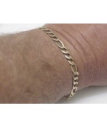 Solid 14k Yellow Gold Figaro Link Chain Bracelet 8&quot;,9.8gr, Lobster Claw ... - $1,395.50