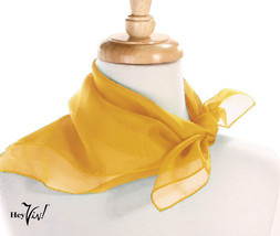 Yellow Sheer Chiffon 50s Style Scarf - 21&quot; Square for Neck, Head, Hair -... - £8.45 GBP