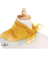 Yellow Sheer Chiffon 50s Style Scarf - 21&quot; Square for Neck, Head, Hair -... - £8.43 GBP