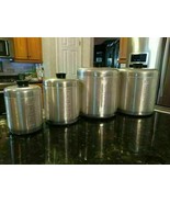 Lot 4 Vintage 1950s Century Spun Aluminum Ware Canisters Flour(2) Coffee... - $1,041.29 MXN
