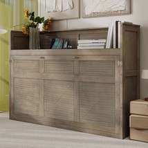 Twin XL Murphy Bed w/ Desk, LED Light, USB Charging Station, Gray Wash - $18,373.57 MXN