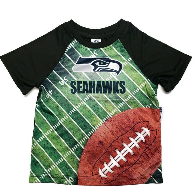 NFL Seattle Seahawks Toddler Boys Football Field Short Sleeve Shirt Size 2T - £8.12 GBP
