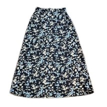 Bice Classy Long Dressy A-Line Stretchy Waist Skirt ~ Sz 8 ~ Black ~ Floral - £17.69 GBP