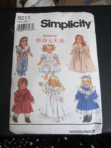 Simplicity 8211 Doll Wardrobe Pattern -Fits 18&quot; Doll - $8.90