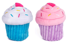 Birthday Cupcake Plush Dog Toy Squeakers Celebration 5.5&quot; Choose Pink or Blue - £10.16 GBP+