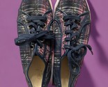 COACH ladies size 9.5/B Blue purple black plaid tennis shoes sneakers - £31.30 GBP