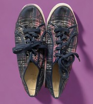 COACH ladies size 9.5/B Blue purple black plaid tennis shoes sneakers - £31.57 GBP