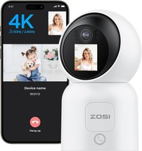 Zosi 4K Pan/Tilt Smart Security Camera Indoor, Plug In 2.4/5Ghz Wifi Cam... - $39.99