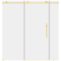 68-72&quot;Wx76&quot;H Frameless Sliding Shower Door ULTRA-C Gold by LessCare - £970.00 GBP