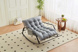 Grey Modern Rocking Gliding Reclining Chair - Leather Boucle Accent - $2,516.20 MXN