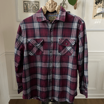 Anchorage Cotton Plaid Flannel Button Up Shirt Burgundy Blue M L - $375.67 MXN