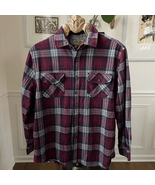 Anchorage Cotton Plaid Flannel Button Up Shirt Burgundy Blue M L - $371.51 MXN