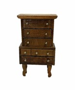 Vintage Miniature Dollhouse Furniture Highboy Dresser Wood Taiwan 5 3/8&quot;... - $13.30
