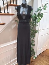 Elizabeth And James Women&#39;s Black Polyester V-Neck Sleeveless Long Maxi Dress XS - £43.80 GBP