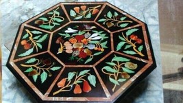 3&#39; Black Marble Table Top Dining Coffee Center Inlay flower Malachite Decor room - £1,462.23 GBP