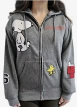 NWT Peanuts Snoopy Full Zip Sweatshirt Hoodie With Chenille Patches ~ Gr... - $49.49