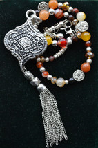 Tribal Necklace, Long tassel necklace, Agate Necklace, Crystal, Beaded Necklace  - £31.13 GBP
