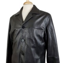 Pelle Studio Wilsons Black Leather Jacket Coat Medium Button Front Zip O... - $34.99