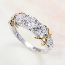 1CT Simulated Diamond Eternity Band Love Knot Ring 14K 2-Tone Gold Plated Xmas - $106.18