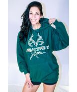 New Mill Tex Large RealTree Xtra Camouflaged Logo Olive Green Pullover H... - $23.75