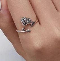 Skull rose sterling silver ring - $14.85