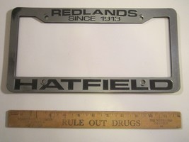 LICENSE PLATE Plastic Car Tag Frame REDLANDS HATFIELD Since 1913 14Db - $26.88