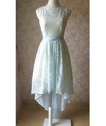 Light-blue High Low Lace Dress Bridesmaid Custom Plus Size Sleeveless La... - $191.03 CAD