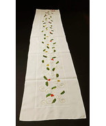 Embroidered Holly Table Runner 14 by 72-Inch White by Saro Lifestyle - £19.54 GBP