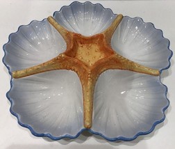 Summer Living Serving Chip &amp; Dip Starfish Seashell Veggies 5 Section Dis... - $84.15